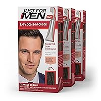 Easy Comb-In Color Mens Hair Dye, Easy No Mix Application with Comb Applicator - Darkest Brown, A-50, Pack of 3