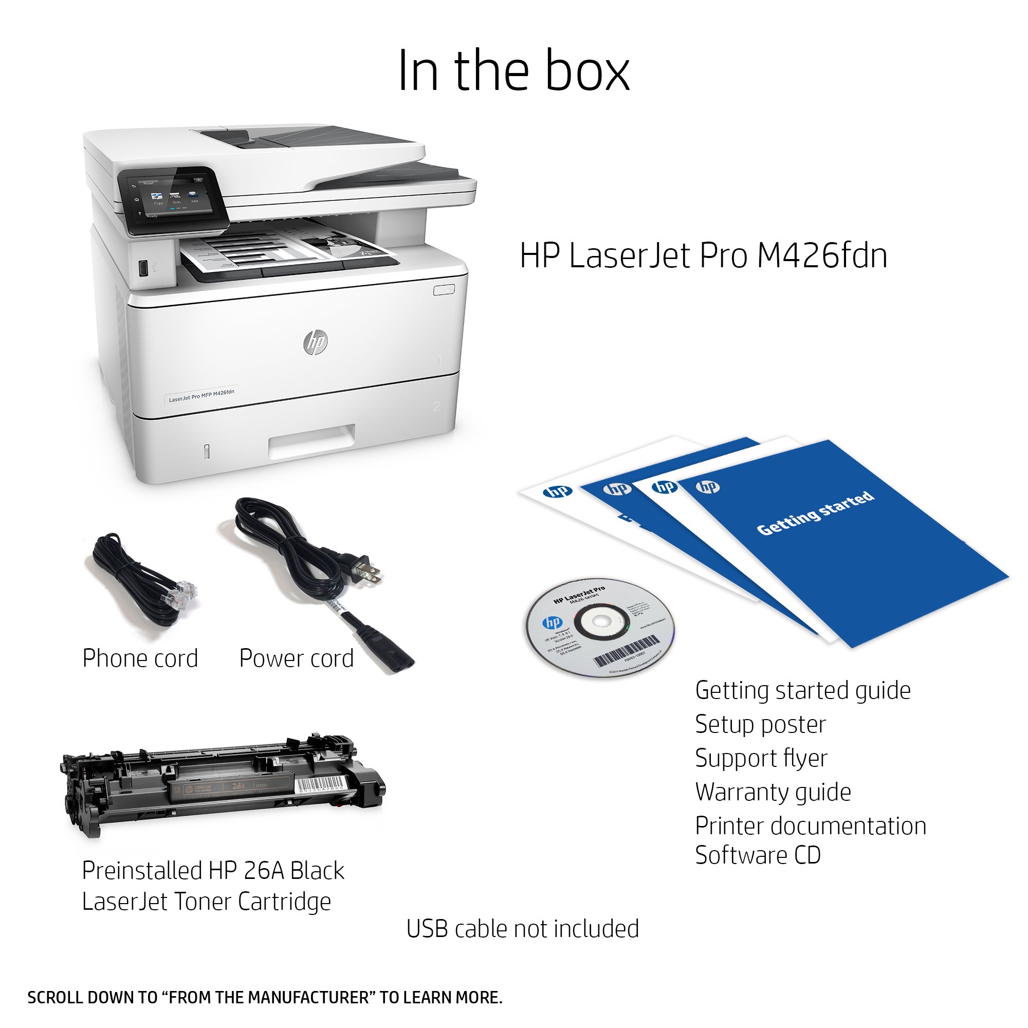 HP LaserJet Pro M426fdn All-in-One Laser Printer with Built-in Ethernet & Double-Sided Printing, Amazon Dash replenishment ready (F6W14A)