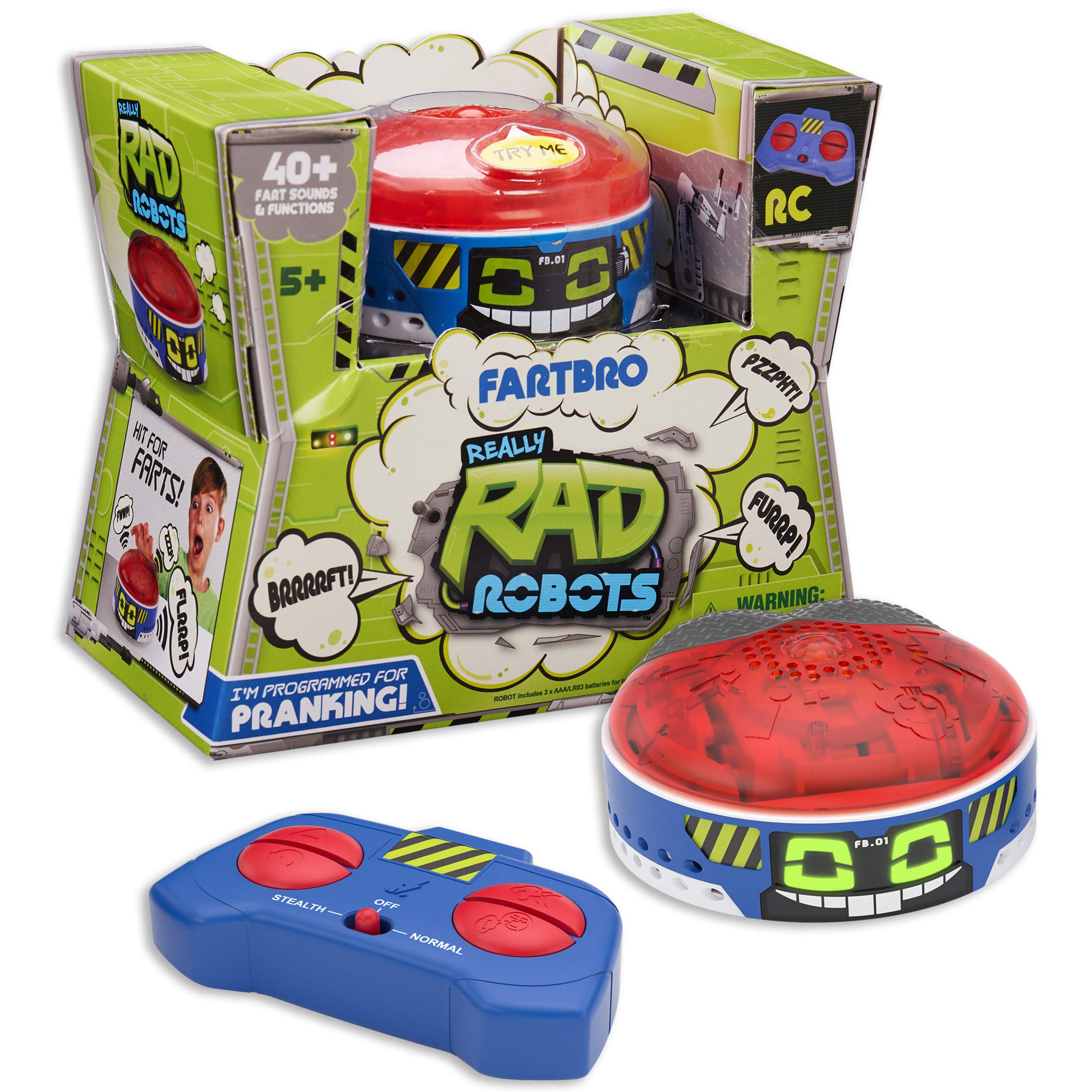 Really R.A.D. Robots Fartbro - Electronic Remote Control Farting Robot - 40+ Fart Sounds and Functions, The Ultimate Fart Machine - Great for Pranking Friends and Family