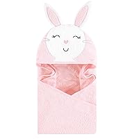 Hudson Baby Unisex Baby Cotton Animal Face Hooded Towel, Pink Bunny, One Size