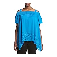 Jones New York Women's Plus Size Novelty Off Shoulder Top, Aegean Blue, 2X