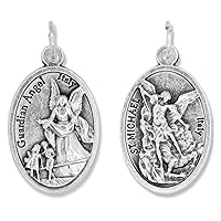 Gifts Catholic Inc. Bulk Buy 5 Pcs - Guardian Angel/St Michael Archangel 1 Inch Pendants Charms with Rings