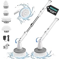 Electric Spin Scrubber, KH8W 2023 New Cordless Shower Scrubber with 4 Replacement Head, 1.5H Bathroom Scrubber Dual Speed, Shower Cleaning Brush with Extension Arm for Bathtub Grout Tile Floor