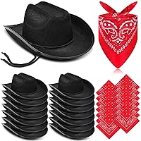 30 Pack Kids Cowboy Hat with Red Bandanna Western Cowboy Costume for Birthday Masquerade Party Cosplay