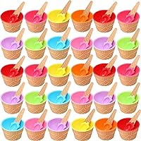 32 Pack Reusable Plastic Ice Cream Bowls and Spoons 8 Candy Colors Ice Cream Cups Summer Ice Cream Party Decorations Ice Cream Party Favors Ice Cream Party Supplies for Yogurt Pudding DIY Baking