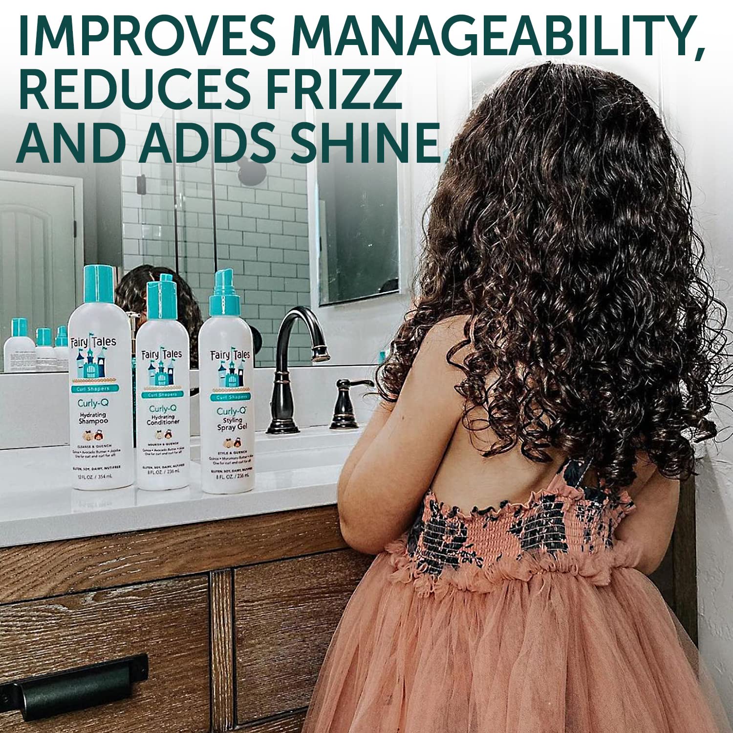 Fairy Tales Curly Q Kids Shampoo for Curly Hair - Hydrating Kids Hair Shampoo for all Types of Curls Including Multi Cultural Hair- Paraben Free, Sulfate Free, Gluten and Nut Free - 12 oz