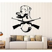 Large Vinyl Wall Decal Hunting Dog Hunter Shotgun Guns Stickers Mural Large Decor (ig4634) Pink