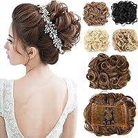 Messy Curly Hair Bun Extensions Updo Hairpiece Chignons Easy Stretch Hair Combs Clip in Ponytail Extensions