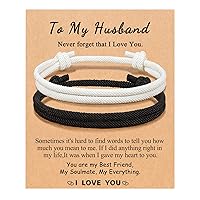 UNGENT THEM Adjustable Rope Couples Bracelets for Men, Boyfriend, Girlfriend, Soulmate, Husband, Wife - Anniversary Valentines Day Birthday Christmas Gift for Him and Her