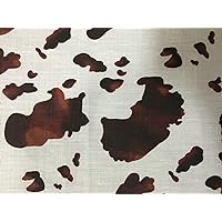 Brown White Cow Print Poly Cotton Fabric - Sold By The Yard - 59