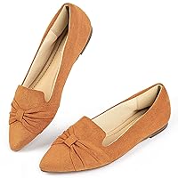 MUSSHOE Ballet Flats Dress Shoes for Women Comfortable Women's Pointed Toe Flat Slip On with Bow