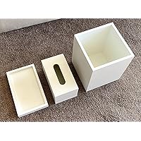 modern bathroom organizer set, wooden 3 piece set for living room bedroom dining kitchen, rustic rectangular trash bin, tissue box, tray set for office, vanity home decor accessories