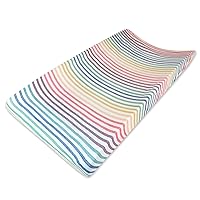HonestBaby Girls Organic Cotton Changing Pad Cover, Rainbow Stripe, One Size