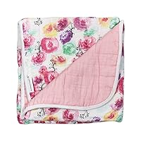 HonestBaby Quilted Baby Blankets Reversible Organic Cotton for Infant Boys, Girls, Unisex, Rose Blossom/Dip Dye, One Size