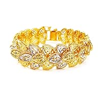 3D Leaf Bracelet Jewelry Thai Gold Plated Bangle 22k Thai Baht Yellow Gold Filled 33 Gram Size 7 inch Jewelry Women,Girl From Thailand