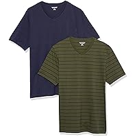 Amazon Essentials Men's Regular-Fit Short-Sleeve V-Neck T-Shirt (Available in Big & Tall), Pack of 2