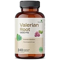 Valerian Root 1200 MG Promotes Relaxation Non-GMO, 240 Vegetarian Capsules