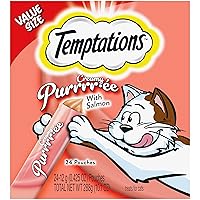 Temptations Creamy Puree with Salmon Lickable, Squeezable Cat Treats, 0.42 oz Pouches, 24 Count