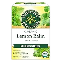 Traditional Medicinals Tea, Organic Lemon Balm, Calms Nerves & Supports Digestion, 16 Tea Bags