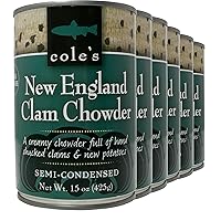 COLES FRESH NEW ENGLAND CLAM CHOWDER - Gluten Free, Fresh Soup, Chowder with New Potatoes and Clams, Six Pack– 15 oz Per Container