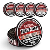 5 Cans, BaccOff Energized Original Fine Cut, Premium Tobacco Free, Nicotine Free Snuff Alternative