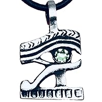 Pewter Eye of Horus Ra Egyptian Pendant on Leather with Swarovski Crystal for Birthday