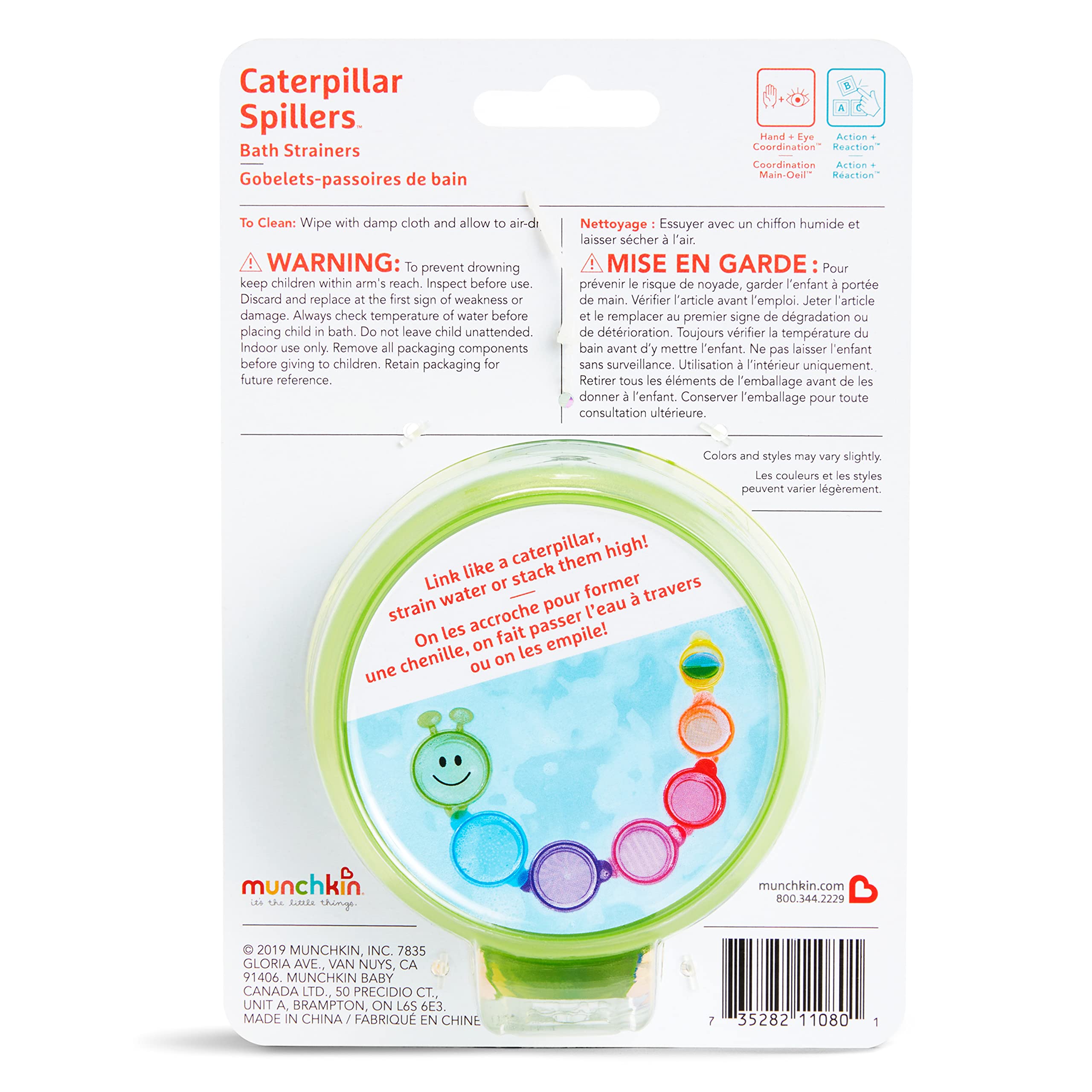 Munchkin® Caterpillar Spillers™ Stacking and Straining Cups Baby and Toddler Bath Toy