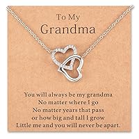 MANVEN Gifts for Grandma Necklace Interlocking Heart Necklace Birthday Gifts for Grandma from Granddaughter