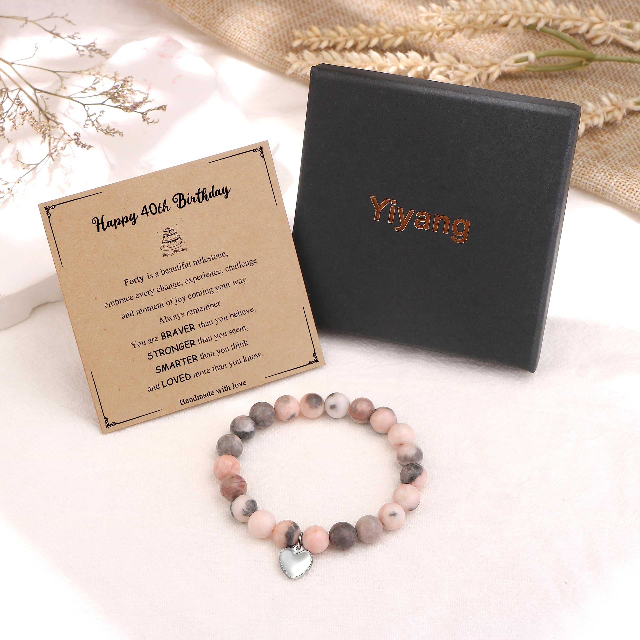 Yiyang 13th 16th 18th 21st 25th 30th 35th 40th 45th 50th 60th 65th 70th 75th 80th Birthday Gifts for Women Girls, Natural Stone Bracelet Birthday Gifts for Women Daughter Mom Sister Grandma