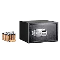 Amazon Basics Steel Security Safe with AA Performance Batteries - Secure Cash, Jewelry, ID Documents - Black, 1.2 Cubic Feet, 16.93 x 14.57 x 10.63 inches