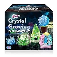 UNGLINGA Crystal Growing Kit, Experiment Science Kits for Kids, STEM Projects Learning & Educational Toys Gifts Idea for Boys Girls, Grow 5 Vibrant Crystals Making Kit