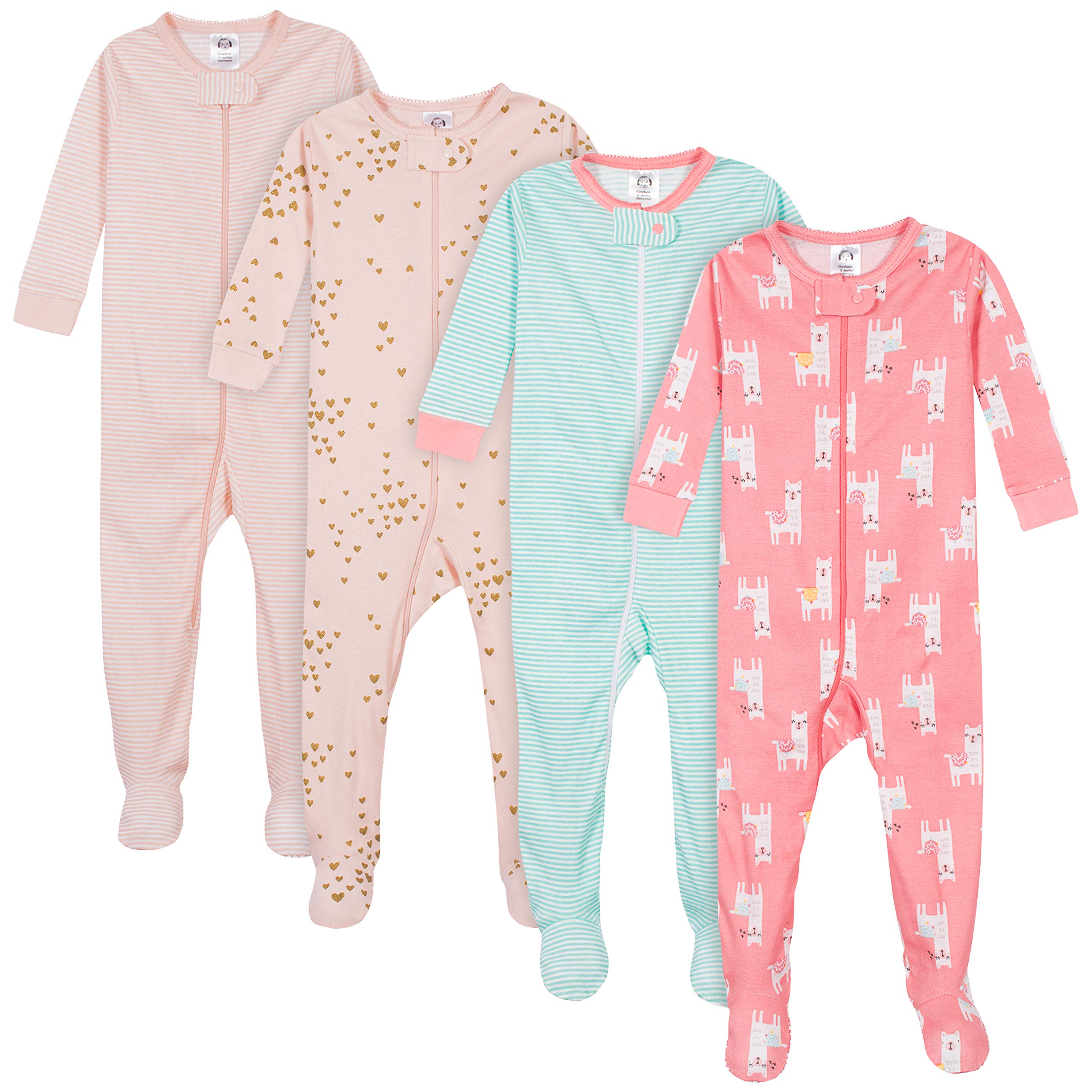 Gerber baby-girls 4-pack Footed Pajamas - Closeout
