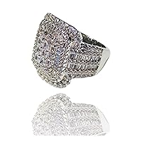ROUND Oval CZ Diamond Pinky ring Diamond Pinky ring 14k Rhodium Finish CZ Iced Out Ring for Men Hip Hop - MEN'S CZ RING, PERFECT RING, WEDDING RINGS, PROMISE RING, CZ ENGAGEMENT RING, WEDDING BANDS Size 6-10 Prime Delivery