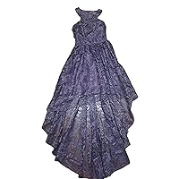 Speechless Women's High-Low Lace Cutaway Neck Prom Dress, Eggplant, 3