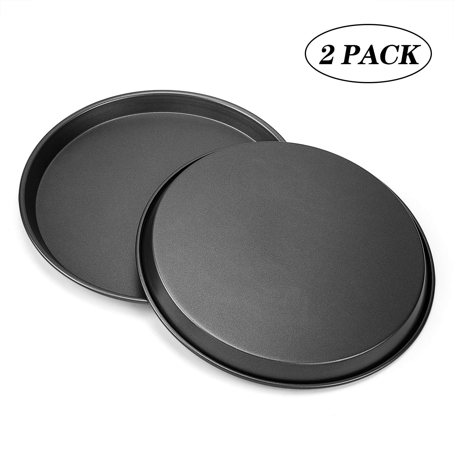 Thicken Pizza Pan 9 Inch, 2 Pack Carbon Steel Round Pizza Crisp Baking Pan 0.6mm Thickness