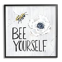Stupell Industries Bee Yourself Inspirational Phrase Bumble Flower Blossom, Design by Sara Baker