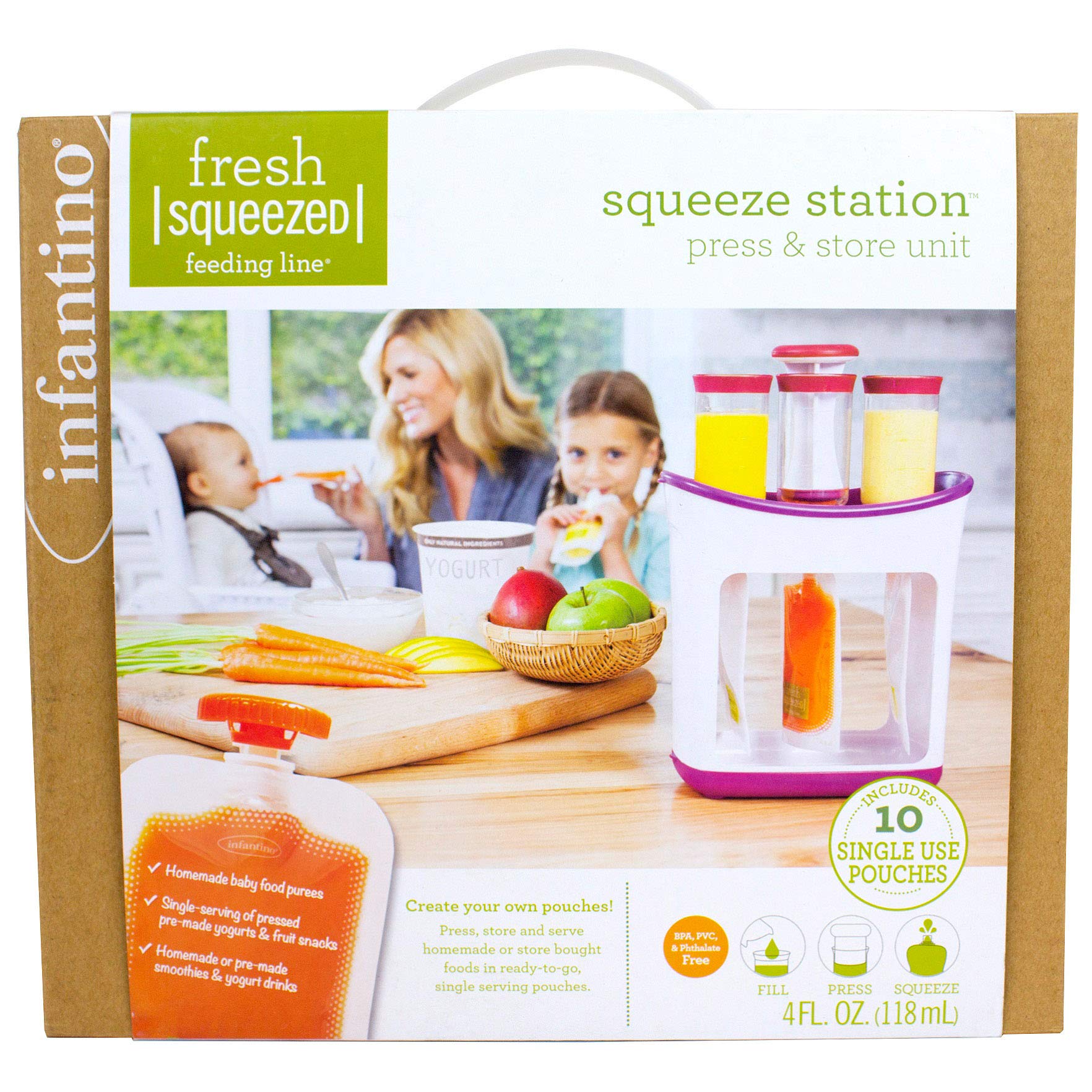 Infantino Squeeze Station - Pouch Filling Station for semi-Solid Food for Babies and Toddlers, Dishwasher Safe and BPA Free for Homemade Baby Food