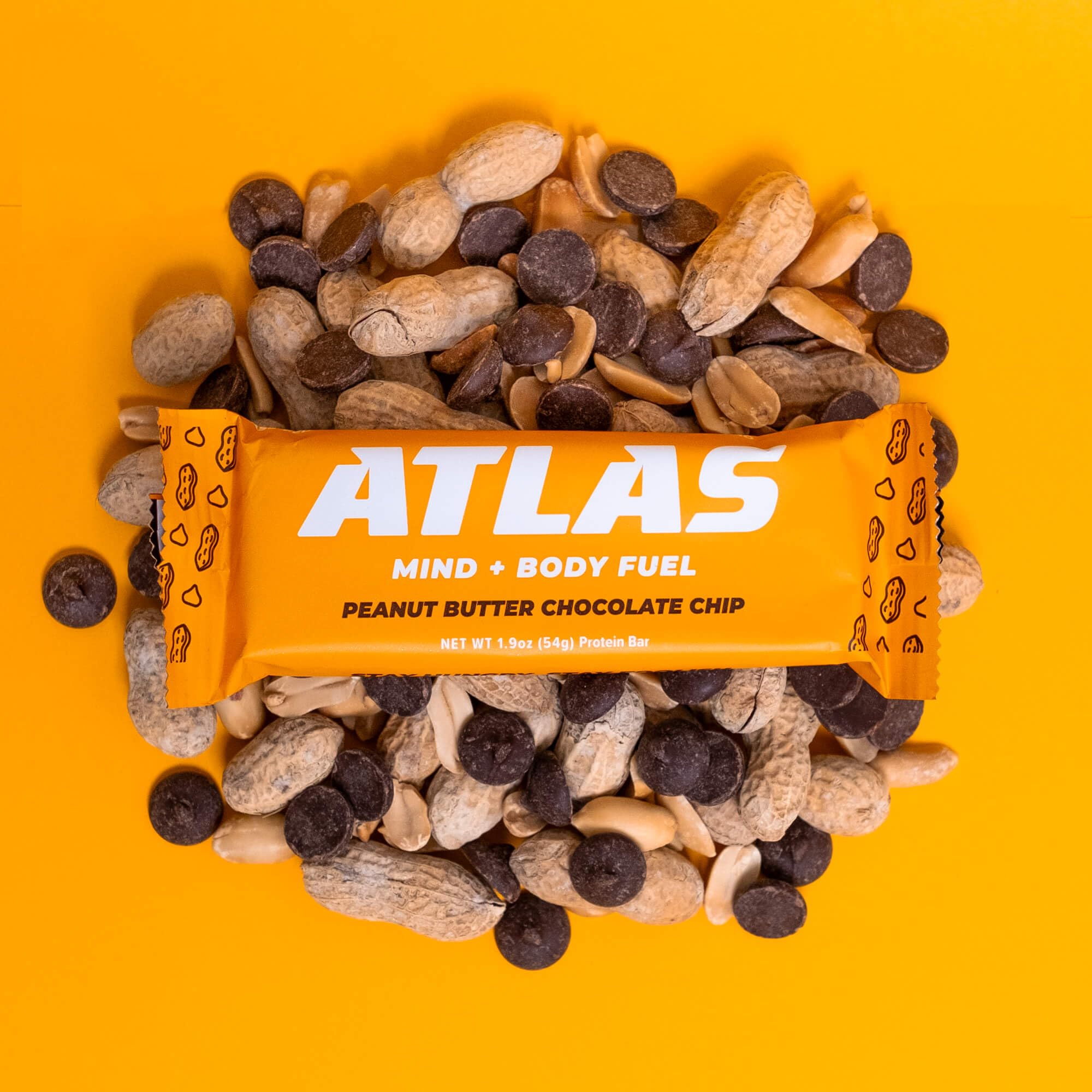 Atlas Protein Bar, 20g Protein, 1g Sugar, Clean Ingredients, Gluten Free (Peanut Butter Chocolate Chip, 12 Count (Pack of 3))