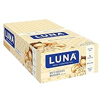 LUNA Bar - White Chocolate Macadamia Flavor - Gluten-Free - Non-GMO - 7-9g Protein - Made with Organic Oats - Low Glycemic - Whole Nutrition Snack Bars - 1.69 oz. (15 Count)