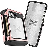 Ghostek ATOMIC slim Galaxy Z Flip 5 Case Clear with Pink Aluminum Metal Bumper Premium Rugged Tough Heavy Duty Shockproof Protection Phone Cover Designed for 2023 Samsung Galaxy Flip5 (6.7inch) (Pink)