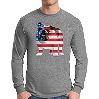 Awkward Styles Men's USA Flag Bulldog American Patriotic Long Sleeve T Shirt Tops 4th of July Gifts