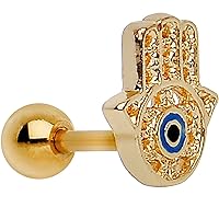 Body Candy Gold Plated Stainless Steel All-Seeing Hamsa Tragus Cartilage Earring