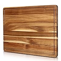 XL Cutting Boards for Kitchen, Acacia Wood Cutting Board with Juice Groove & Handles, 20x15 In Butcher Block Cutting Board, Thick Reversible Cutting Board, Charcuterie Cheese Serving Tray
