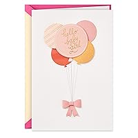 Signature Baby Shower Card for Girl (Balloons) Welcome New Baby Girl, Congratulations