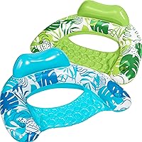 Sloosh Inflatable Pool Floats Adult, 2 Pack Pool Chairs with Cup Holders,Blow up Floating Pool Floats Chair,Pool Floaties for Adults Swimming Pool Party Summer Water Fun
