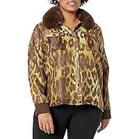 MULTIPLES Women's Plus Size Cuffed Long Sleeve 2-Pocket Snap Front Lined Jacket with Removeable Collar
