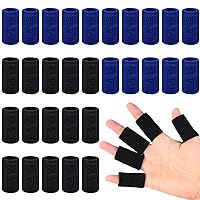 30 Pieces Finger Sleeves with 1 Storage Bag, Thumb Splint Brace Support Protector Breathable Elastic Finger Tape for Pain Relief Arthritis Trigger Finger Sports Basketball Baseball (Black, Blue)
