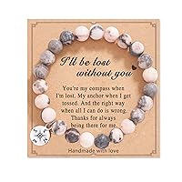 HGDEER Compass Romantic Meaningful Gifts, Natural Stone Bracelet Valentines Day Birthday Anniversary Present for Girlfriend Wife Boyfriend Husband