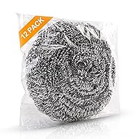 12Pack Upgraded Steel Wool Scrubbers by ovwo - Premium Stainless Steel Scrubber, Metal Scouring Pads, Steel Wool Pads, Kitchen Cleaner, Heavy Duty Cleaning Supplies - Especially for Tough Cleaning