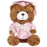 Graduation Bears 2024 Plush Stuffed Animal Bear with Gown Cap Tassel Set Graduate Cute Brown Bear Graduation Gifts Stuffed Bear Doll Plush Bear Toy for Party Supplies(Pink, 9 Inch)